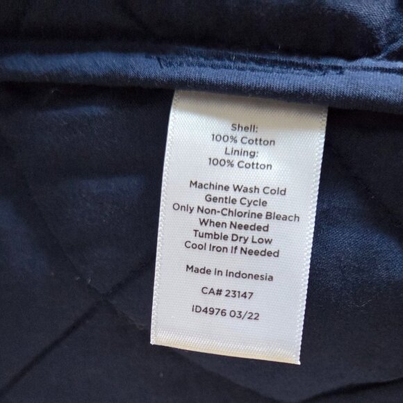 Talbots Jacobean Quilted Jacket Blue Women's XL Snap Button Round Neck Cottage - Picture 9 of 9